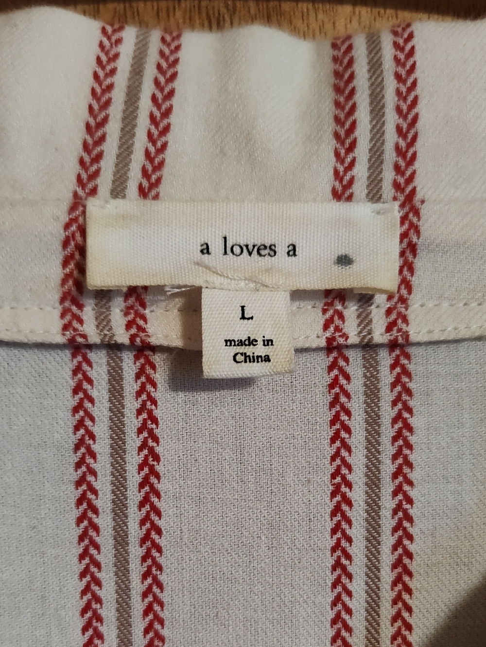 a Loves a Pleated Dress Cream Red Crochet Detail Long Sleeve Cotton -No Belt- L - Picture 15 of 16